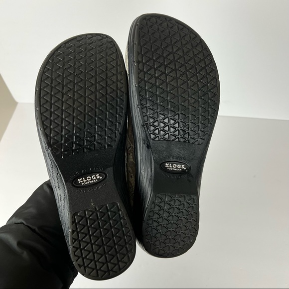 Klogs Lace Clog Gray Floral Comfort Workwear Feminine Style Leather Size 10.5 - Picture 6 of 6